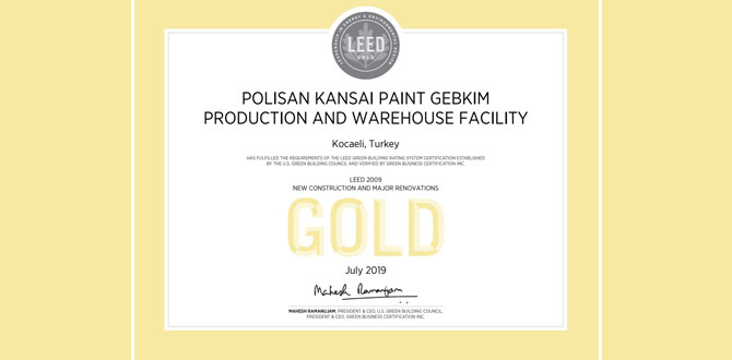 Polisan Kansai Boya’nın yeni üretim tesisleri artık Leed Gold sertifikalı…